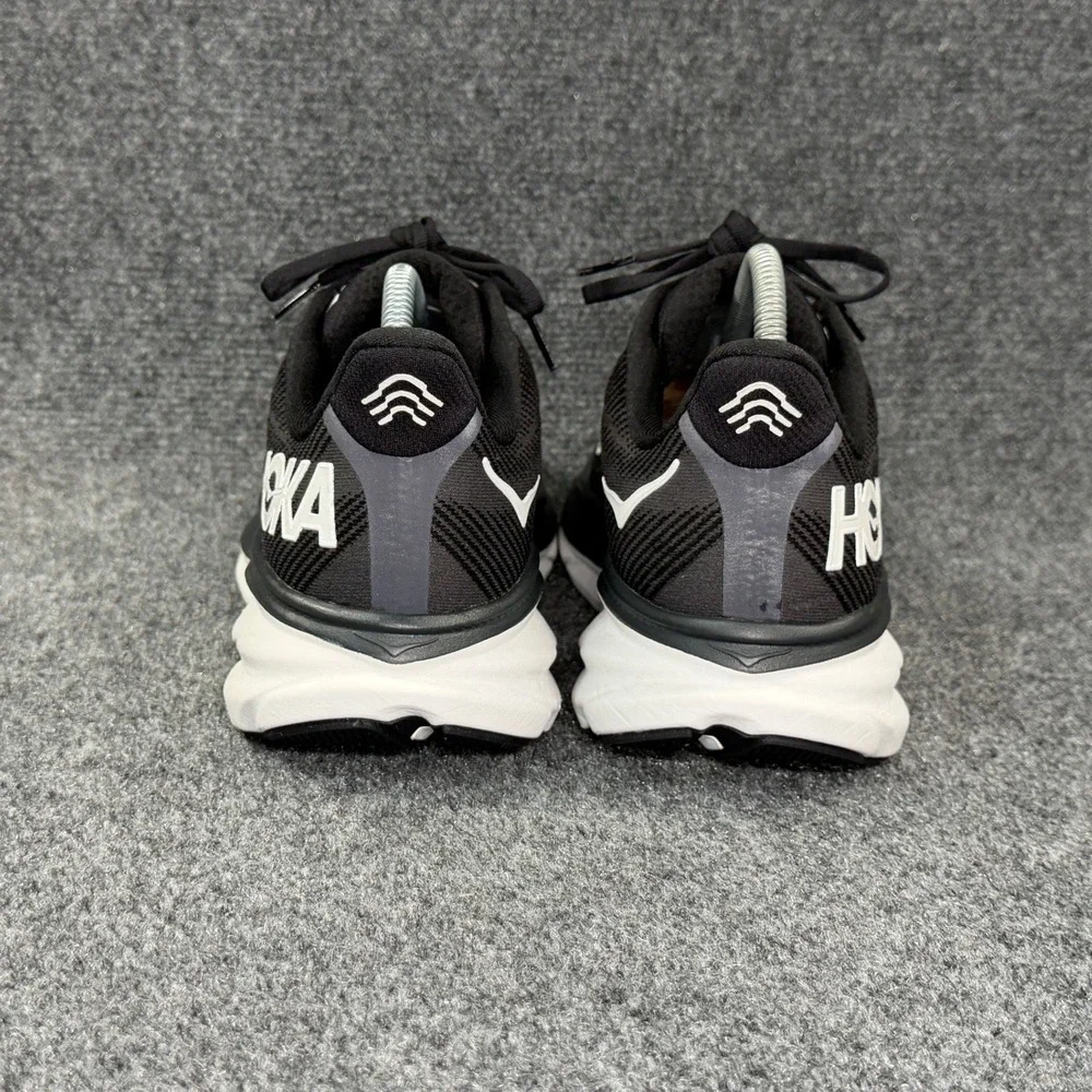 Hoka Clifton 9 Running Shoes Men's 11 Black White Athletic Run Training Sneakers